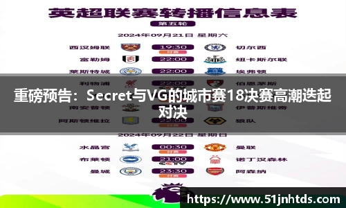 重磅预告：Secret与VG的城市赛18决赛高潮迭起对决